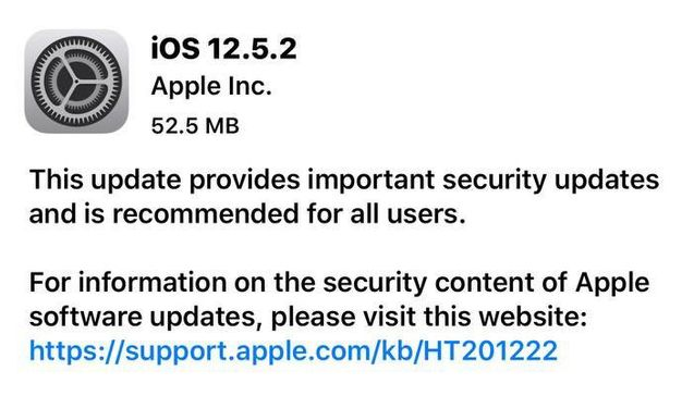 沙河口苹果手机维修分享iOS12.5.2发布，建议所有老苹果用户安装 
